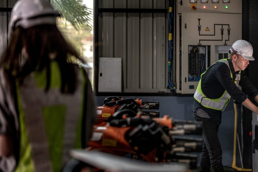 Electrical engineer carrying out maintenance and emergency repair work