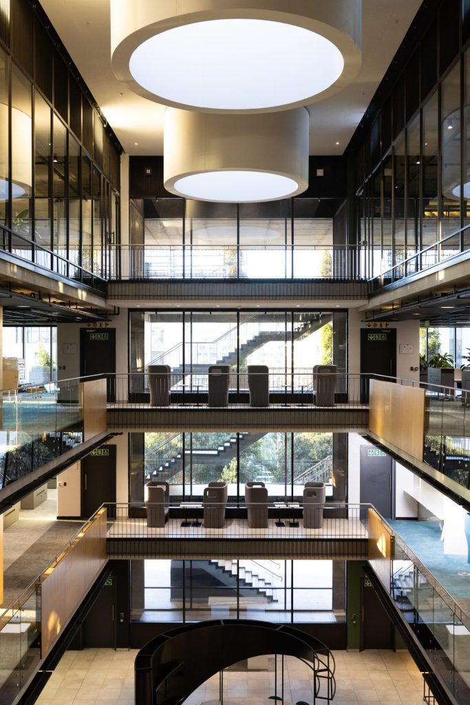 Modern corporate office building interior representing commercial office estates