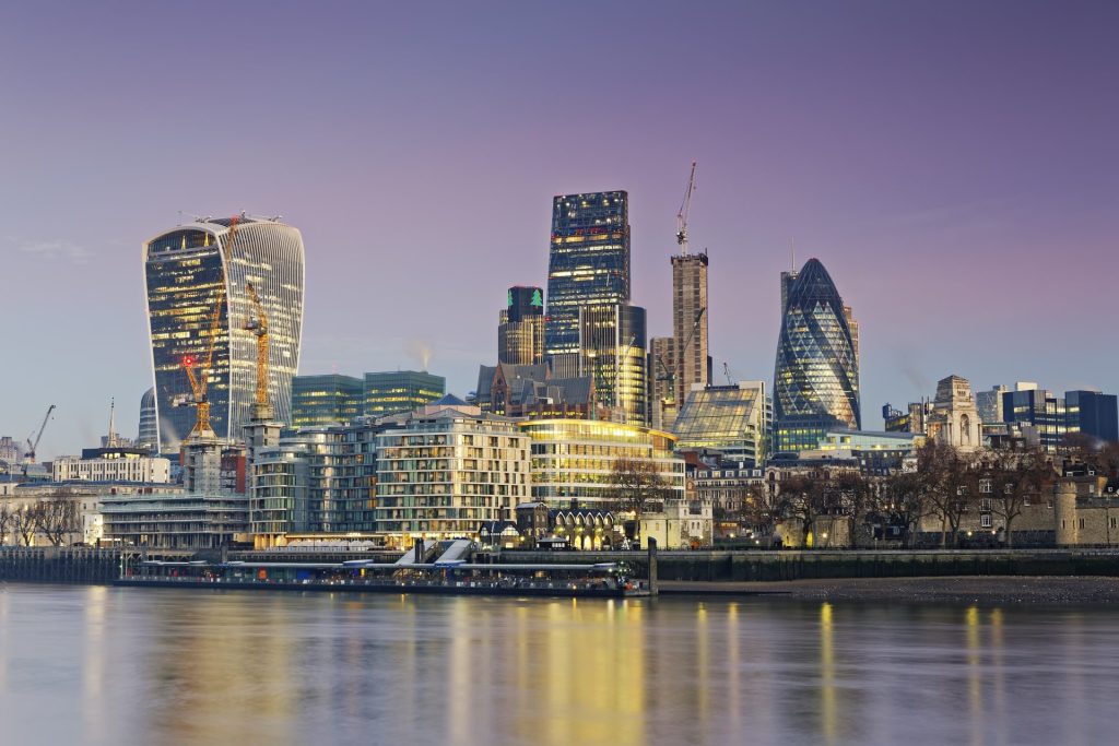 London commercial skyline representing large organisations and corporate infrastructure